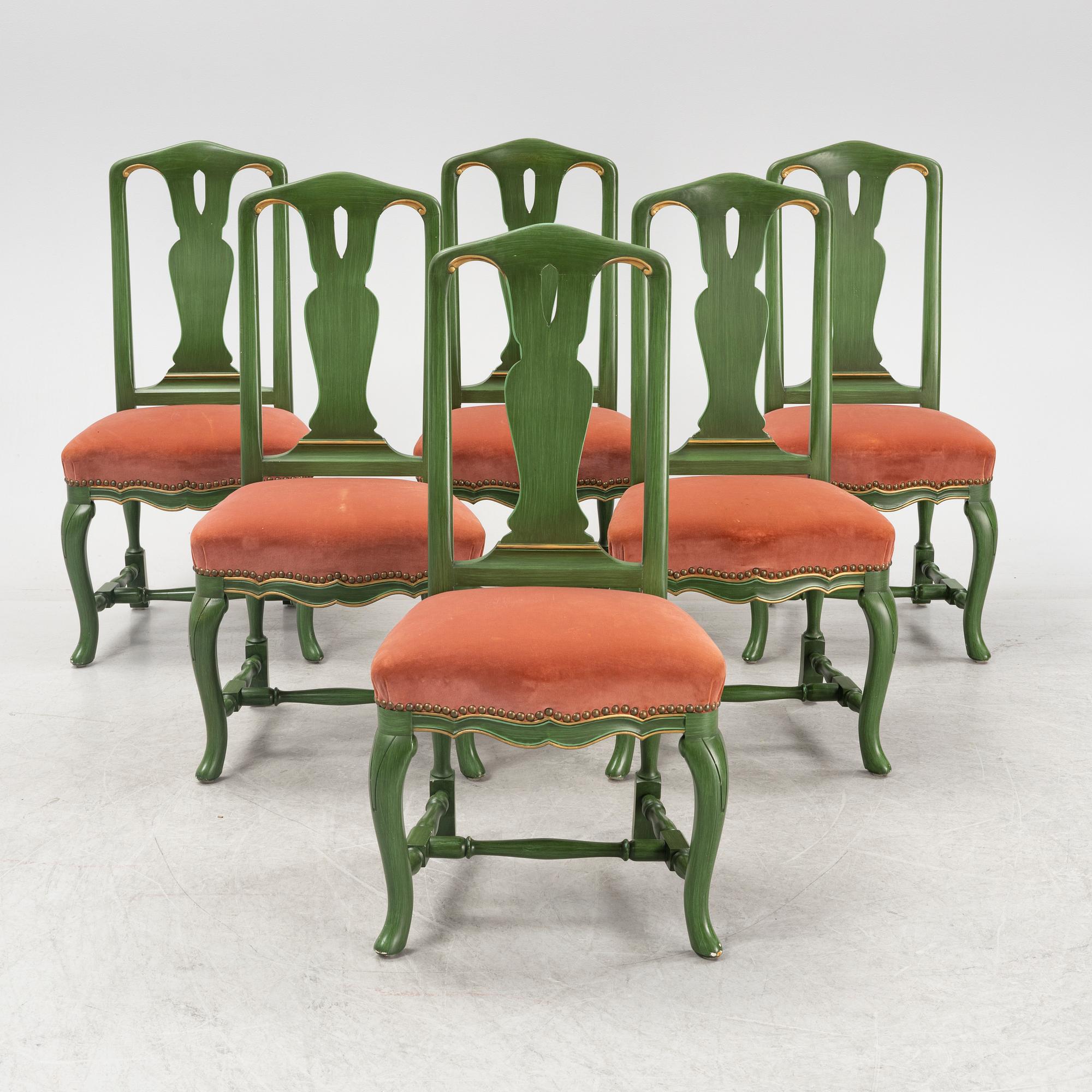 A set of six 'Gamla Sverige' chairs, Åmells möbler, later part of the 20th Century.