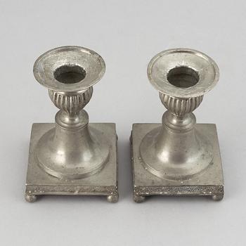 A pair of pewter candlesticks by Niclas Anström, Växjö 1835.