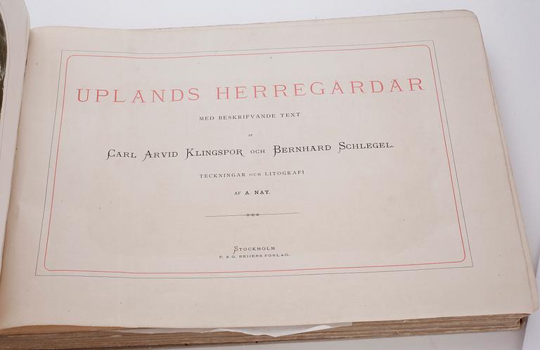 BOK, "Uplands herregårdar med beskrifvande text"
av Carl-Arvid Klingspor och Bernhard Schlegel
F. & G. Beijers förlag.