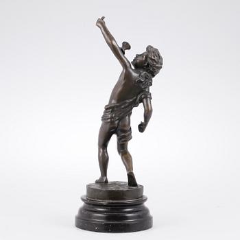 STATYETT, brunpatinerad brons, märkt Goldscheider, 1800-tal.