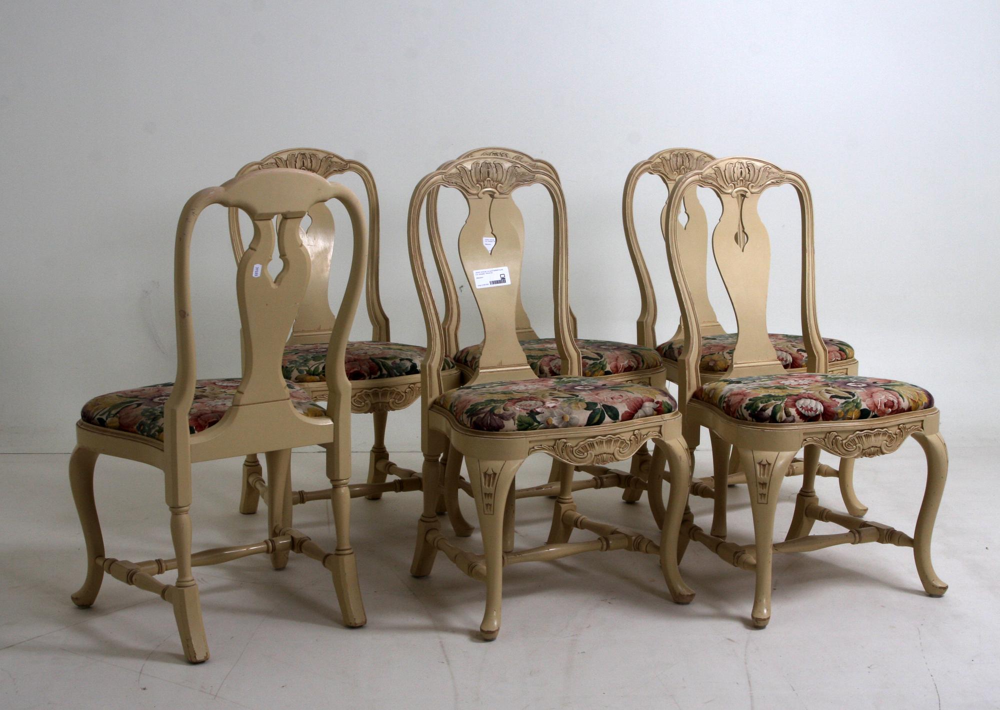 STOLAR, 6 st samt KARMSTOLAR, 2 st, rokokostil, 1930/40-tal.