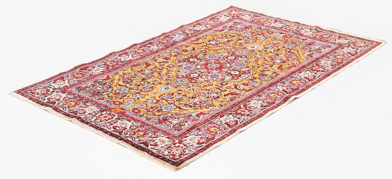 A semi-antique silk Souf Kashan, signed, c 176 x 118 cm.