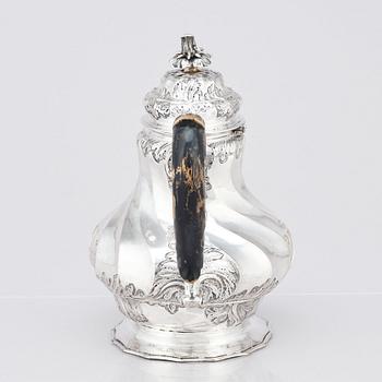 A Swedish 18th century silver coffee-pot, mark of Johan Grönwall, Vänersborg (1753-1784).