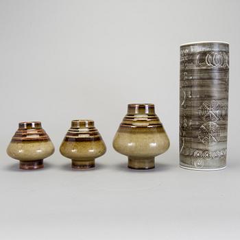 OLLE ALBERIUS, 4 vaser i stengods, bla "Sarek", Rörstrand, 1960-/70-tal.