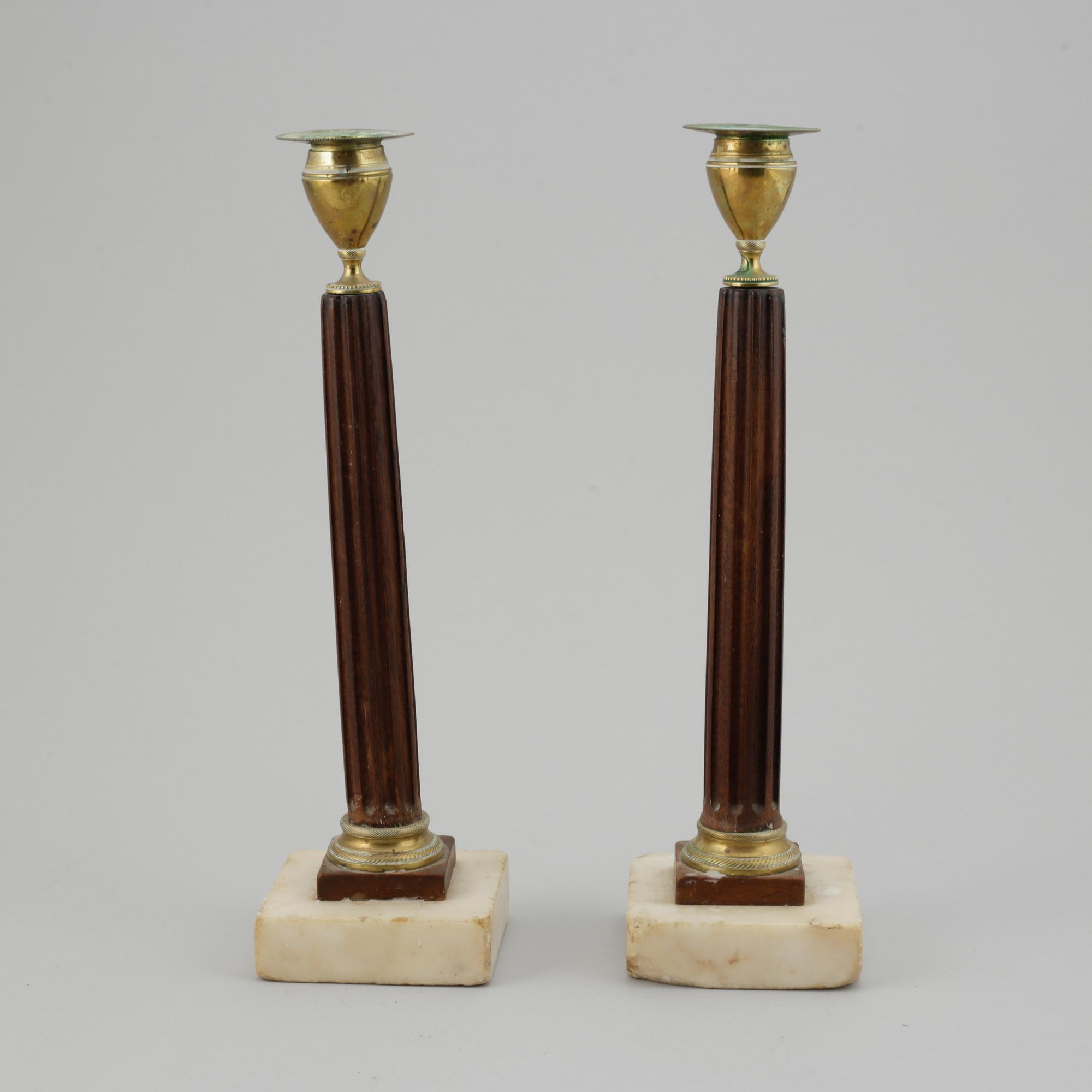 A pair of late Gustavian late 18th-century candlesticks.