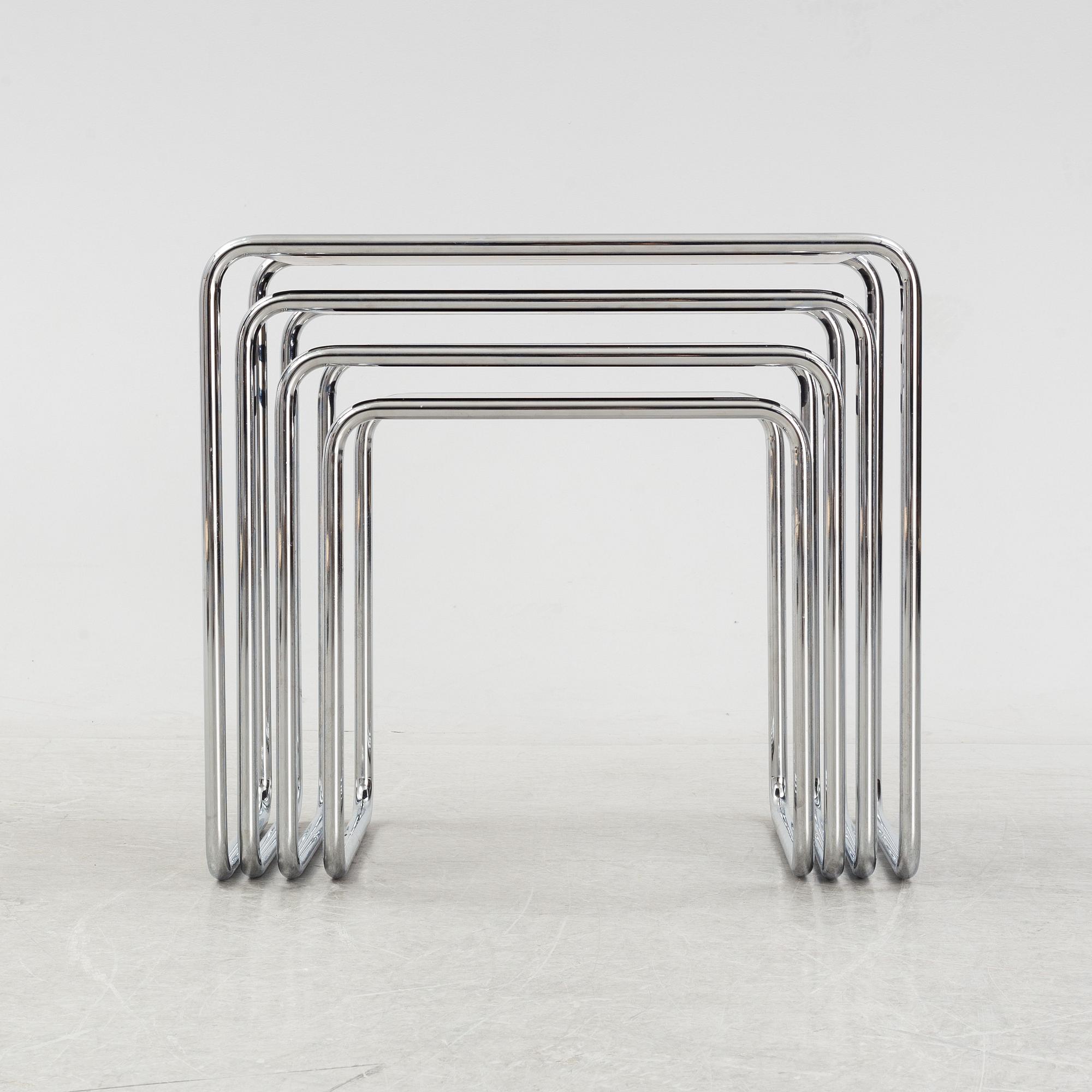 Marcel Breuer, a four-piece model B9 nesting table from Thonet.