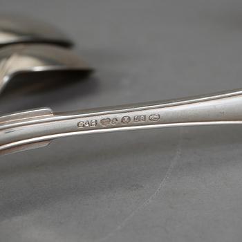 BESTICK, 86 delar, silver, mestadels GAB, Stockholm 1900-talets första hälft. Vikt ca 2850 g (exkl knivar med stålblad).