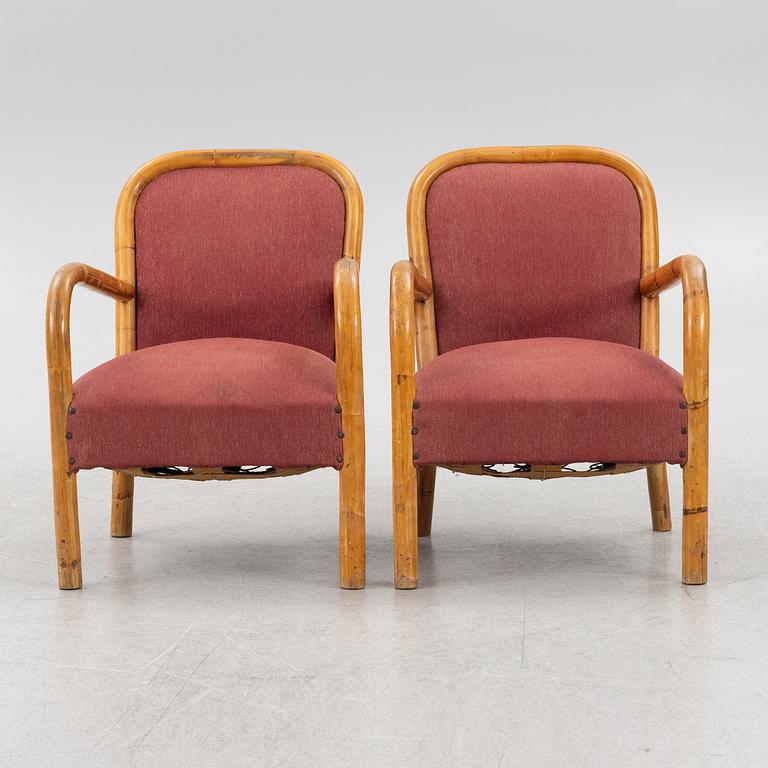 Armchairs, a pair, 1930s-40s.