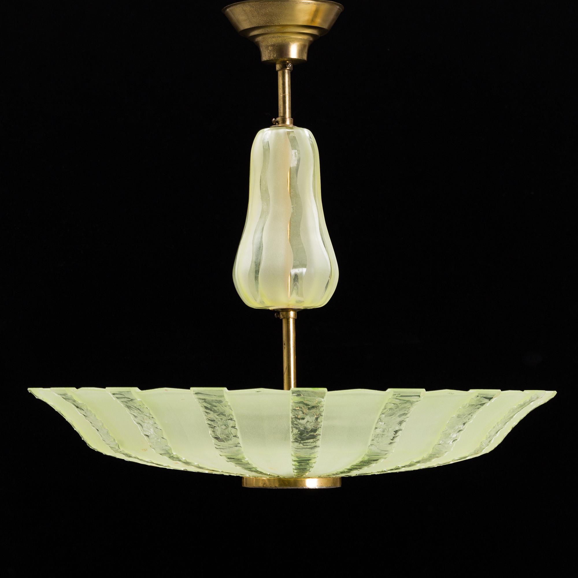 A Swedish Modern glass ceiling light, 1940's.