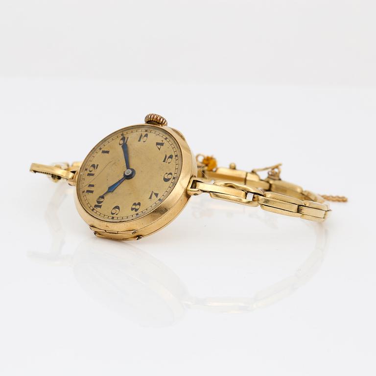 ARMBANDSUR, manuell, ur i 14K och länk i 18K guld, total vikt ca 19,8g.