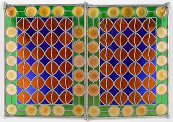 BLYGLASFÖNSTER, ett par, 1900-talets mitt.