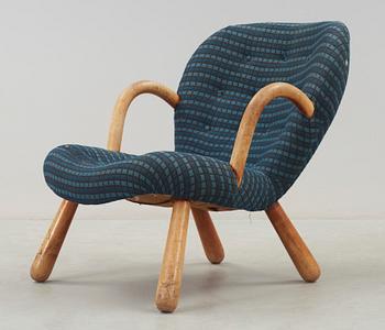 FÅTÖLJ, "Clam Chair" / "Muslinge", Philip Arctander, tillskriven, 1940/50-tal.