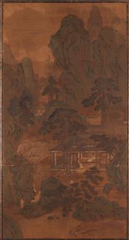 722. A large painting by un unkown artist, presumably late Qing dynasty after an old master.