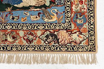 Carpet, Isfahan, figural, approx. 108 x 151 cm,