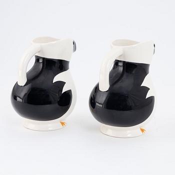 A pair of creamware ewers, "Alkemugge", Egersunds Fayancefabrik, Norway, designed 1910, produced around 1930.