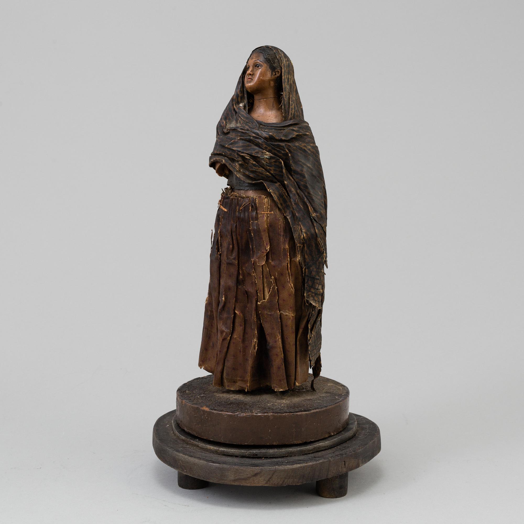 SKULPTUR, vax, 1700-tal, GLASKUPA.