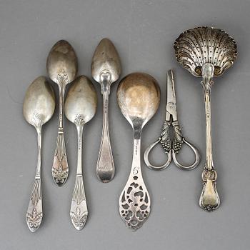 PARTI SILVER, 7 delar, bland annat CG Hallberg, 1900-tal. Vikt ca 220 g.