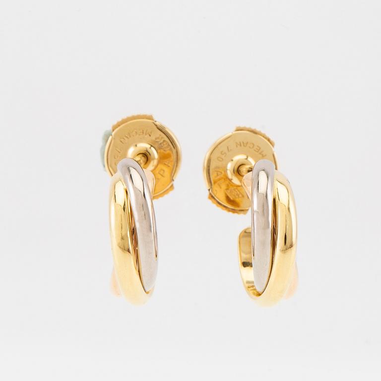 Cartier, a pair of "Trinity" earrings in 18K red, white, and rose gold.