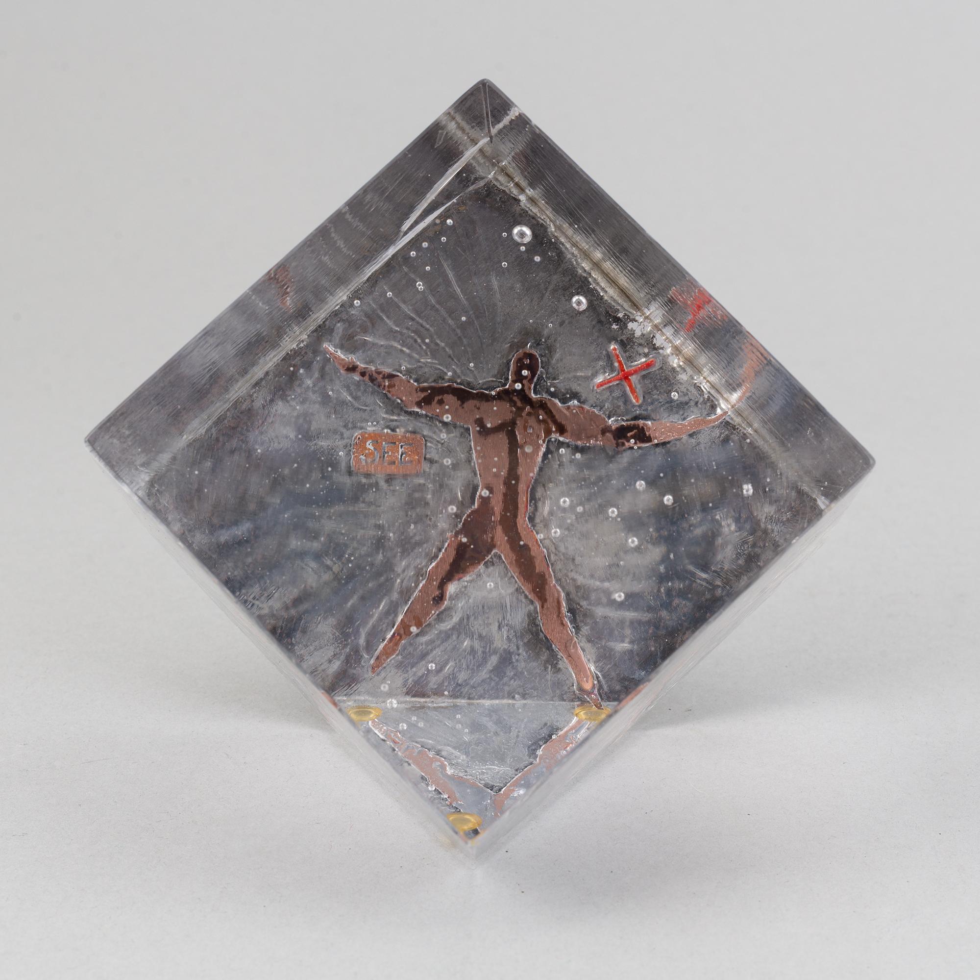 Bertil Vallien, two glass sculptures, Kosta Boda.
