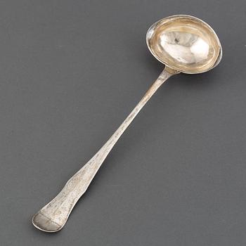 A Swedish 19th century silver soupe-laddle, marked Gustaf Bergendorff, Karlskrona 1811.
