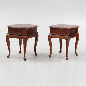 A pair of english style mahogany bedside tables, VIC, Canada, late 20th century.