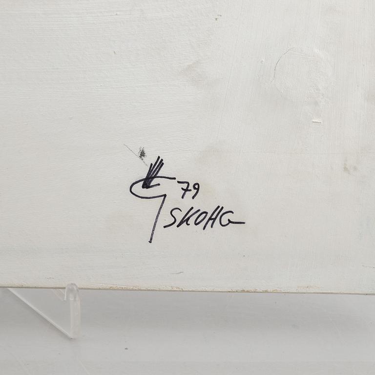 Börje Skohg, väggplaketter, tre stycken, stengods, Gustavsberg/Gustavsberg studio, 1970-tal.