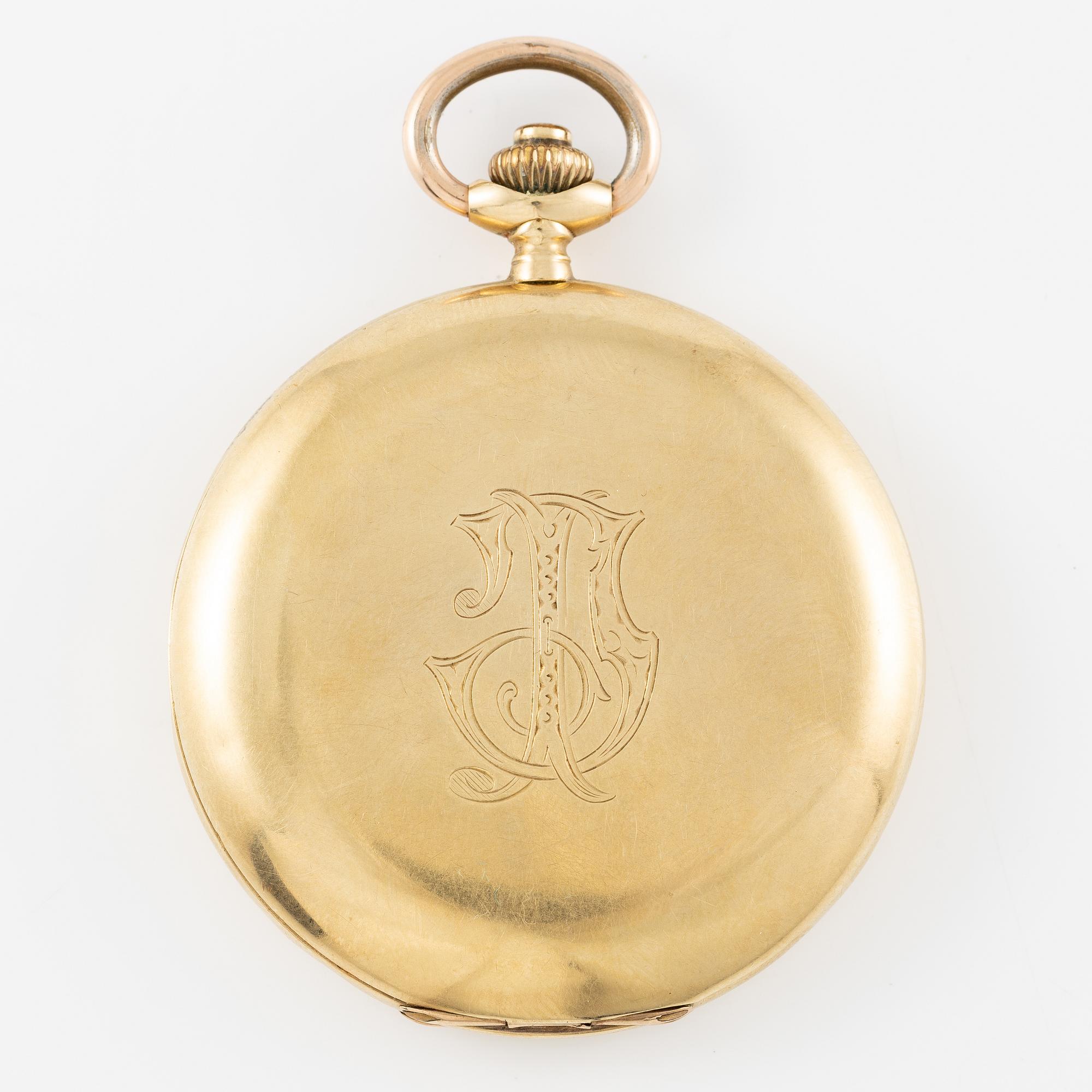 Pocket watch, 14K gold, hunter, 51 mm.