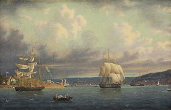 866. Marcus Larsson, Skepp utanför Norges kust, troligtvis Kristiania (Oslo), möjligtvis korvetten ”Lagerbjelke” och fregatten ”Josephine”.