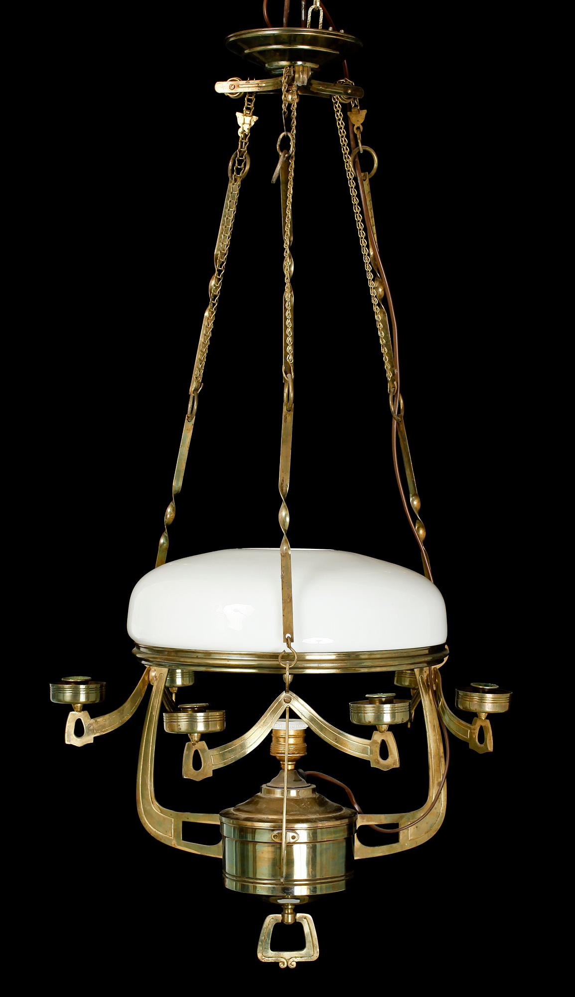 HÄNGFOTOGENLAMPA, mässing, tidigt 1900-tal.