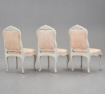 STOLAR, tre stycken, Stockholmsarbeten, 1700-talets andra hälft, Rokoko.