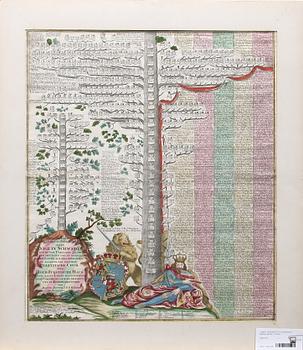 KOPPARSTICK, handkolorerat, Matthias Seutter, 1700-tal.