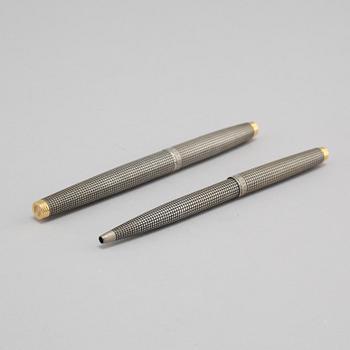 A sterling silver fountain pen and ball point pen by Parker, second half of the 20th century.