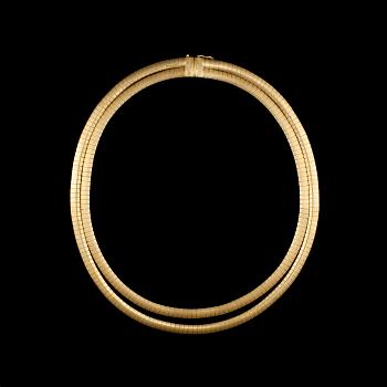HALSBAND, 18K matt och glansigt guld, 2-radigt. Italien 1960-tal. Vikt 80 g.