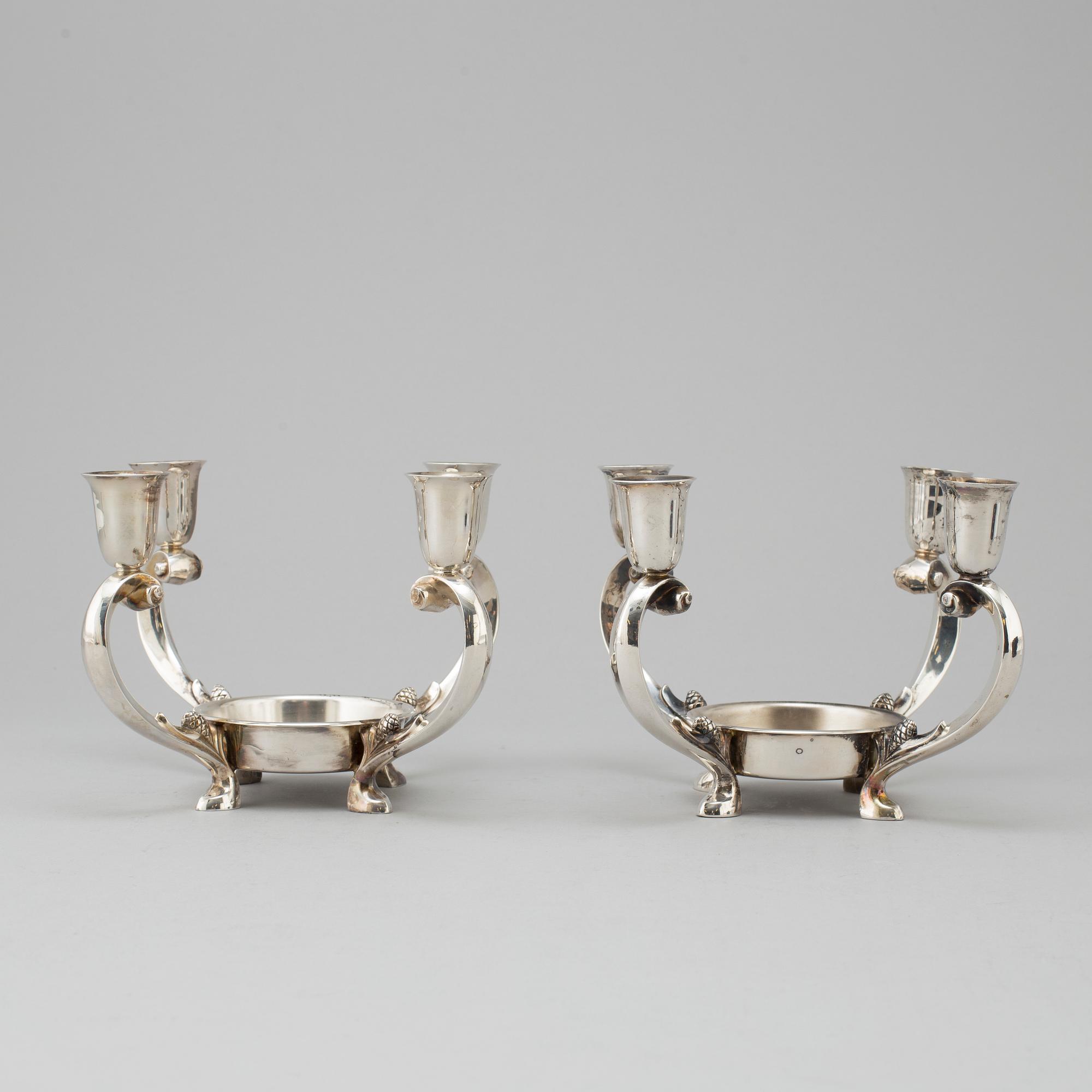 A PAIR OF SILVER PLATE CANDLE EPERGNE CENTREPIECES,  Reed & Barton, first half of the 20th century, USA.