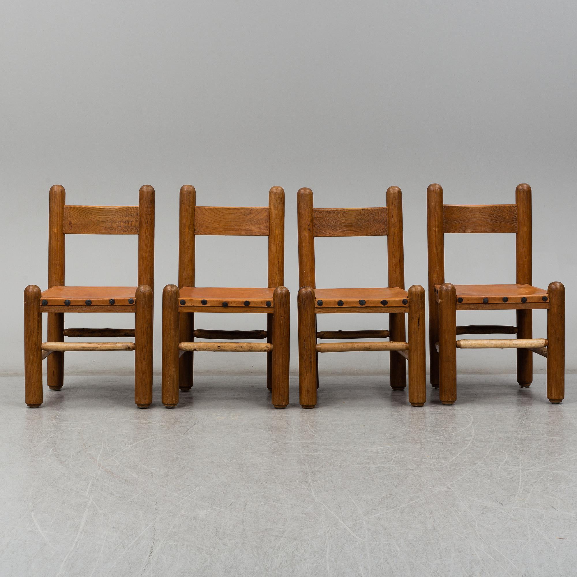 A set of four pine chairs, second half of the 20th century.