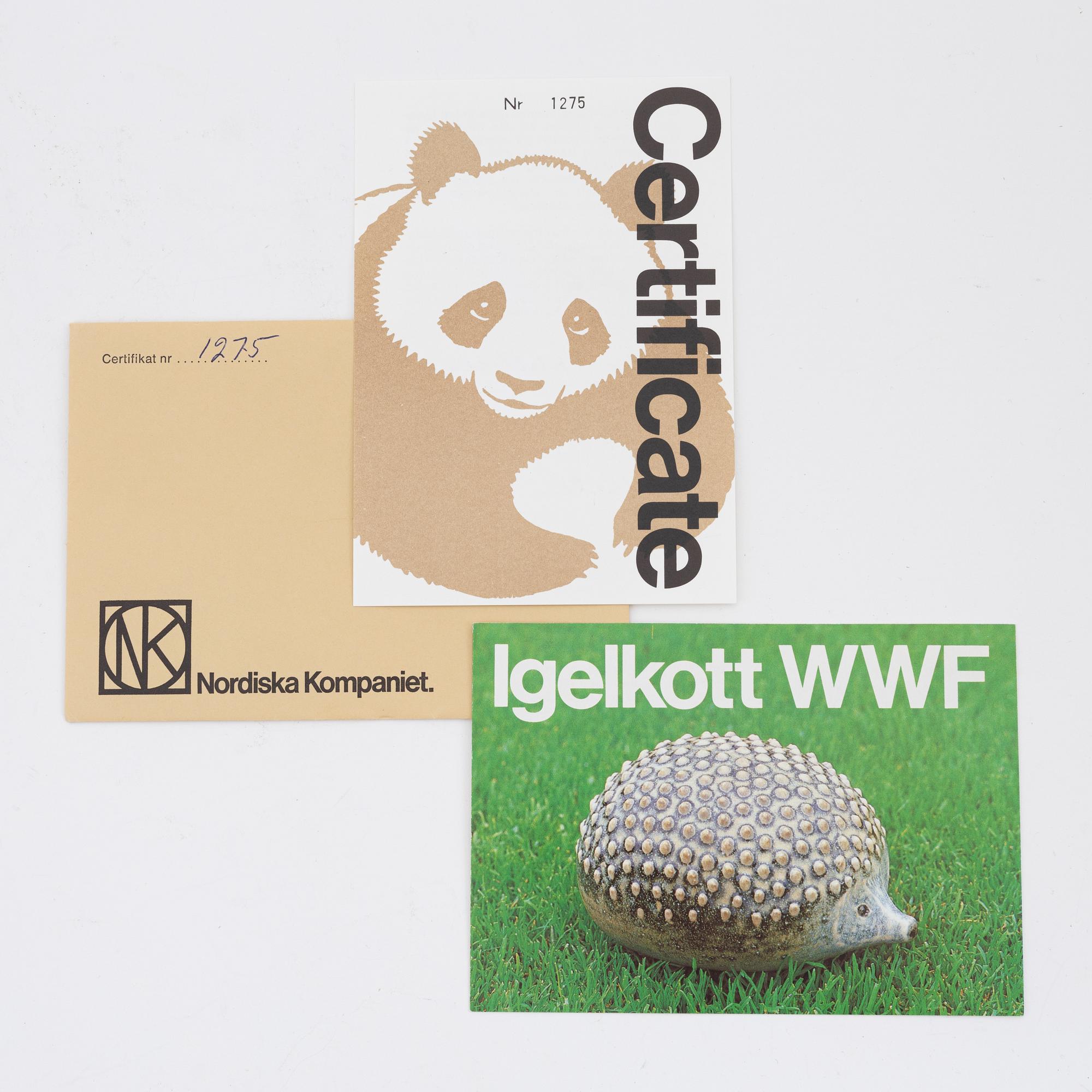 Lisa Larson, a stoneware figurine of a hedgehog, for Nordiska