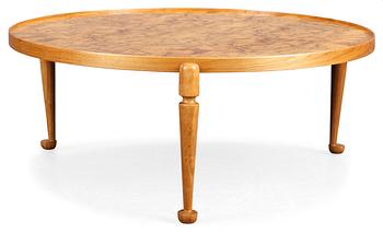 489. A Josef Frank burrwood and walnut sofa table, for Svenskt Tenn, model 2139.