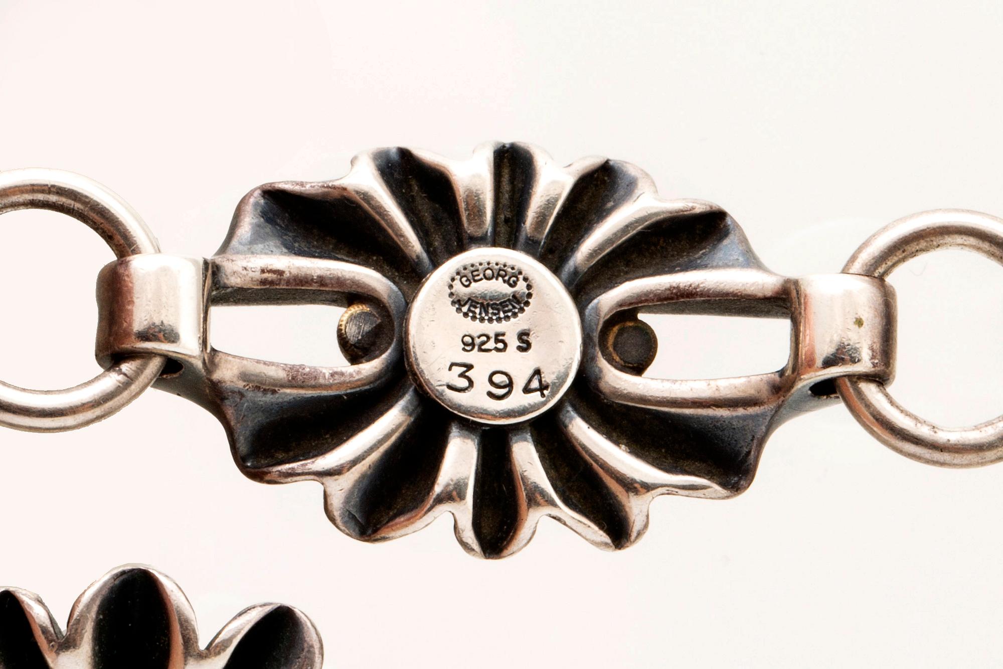 Georg Jensen necklace and bracelet, sterling silver and 18K gold, nr 394.