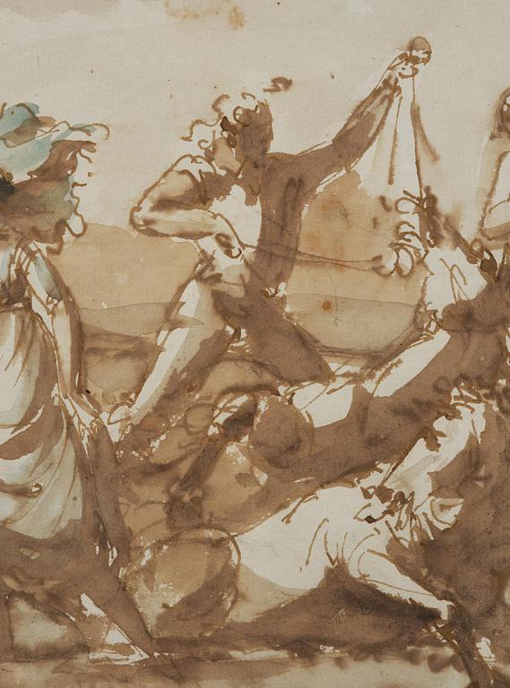 Johan Tobias Sergel, "Caricature Fru Grevinnan Ehrensvärd Insjunker i en sank Eng på Dymelstorp".