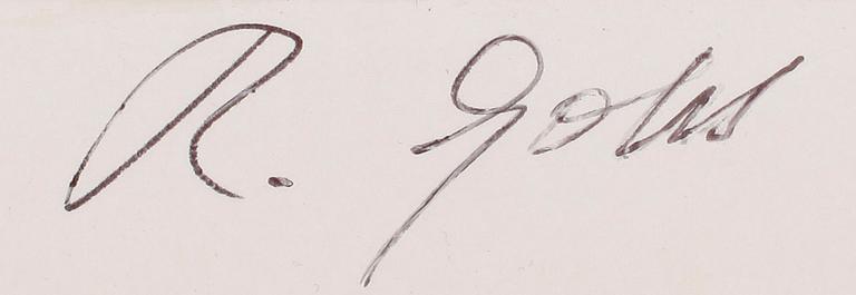 ROLF GOHS, blandteknik på papper. Kartong bär signatur.