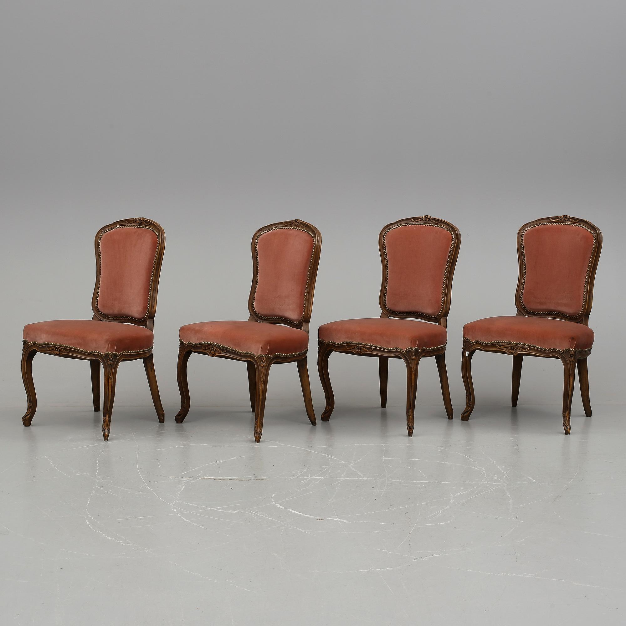 STOLAR, 4 stycken, rokokostil, Frankrike, 1800-tal.