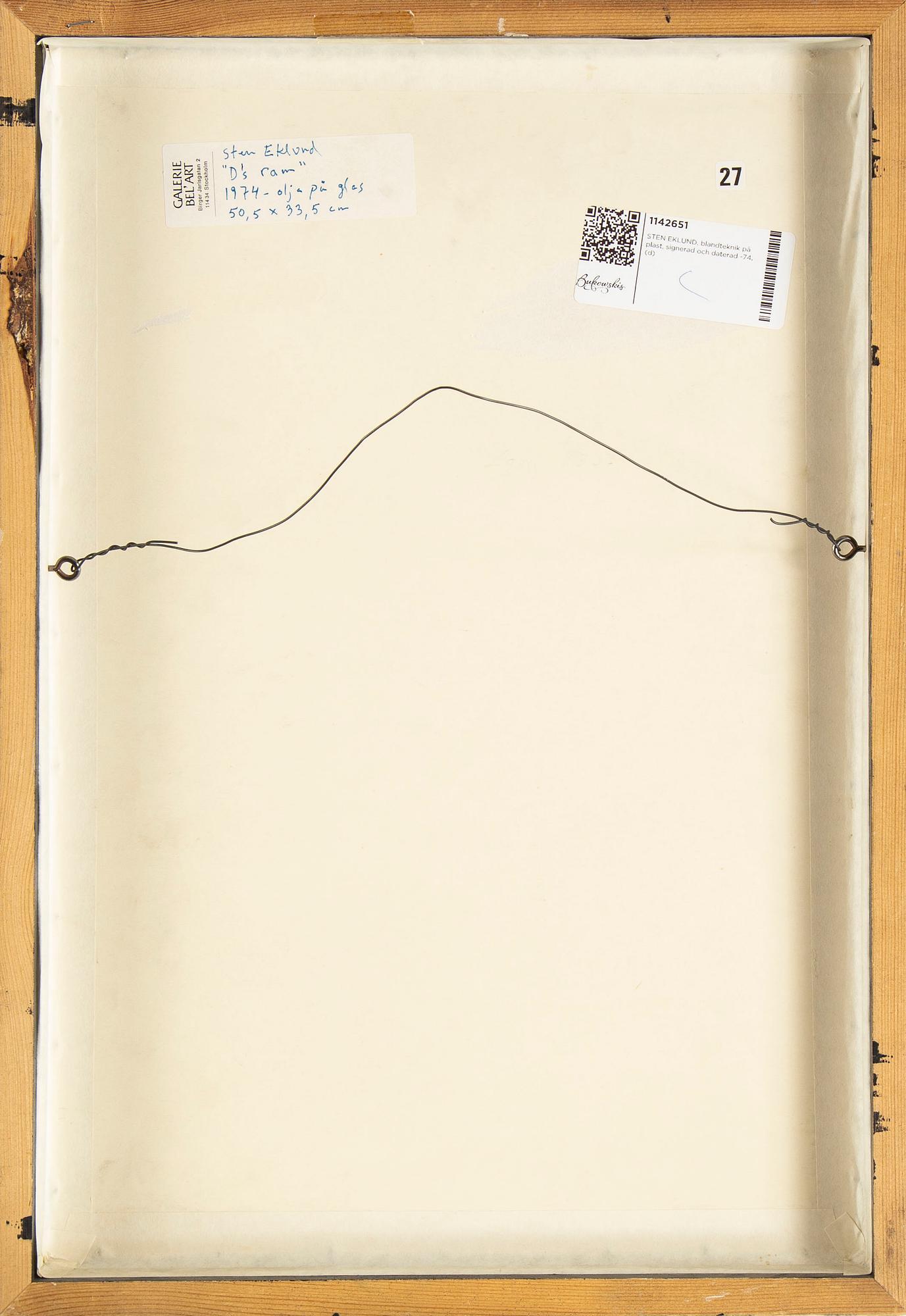 STEN EKLUND, blandteknik på plast, signerad och daterad -74.