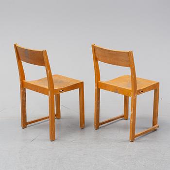 Six birch chairs by Sven Markelius, mid 20th Century.