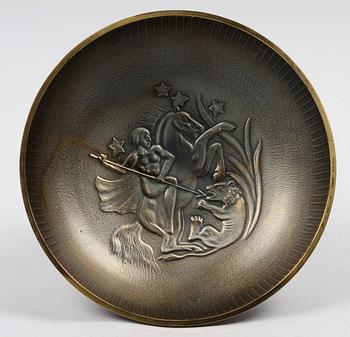 SKÅL PÅ FOT, metall, Sverige, 1930/40-tal.