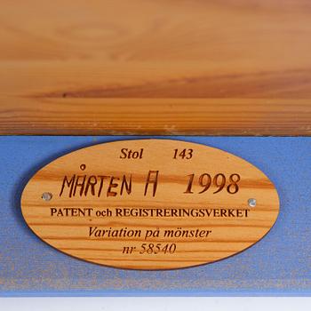 Mårten Andersson, a set of six chairs, "Från gryning till natt" (From Dawn to Night), 1998.