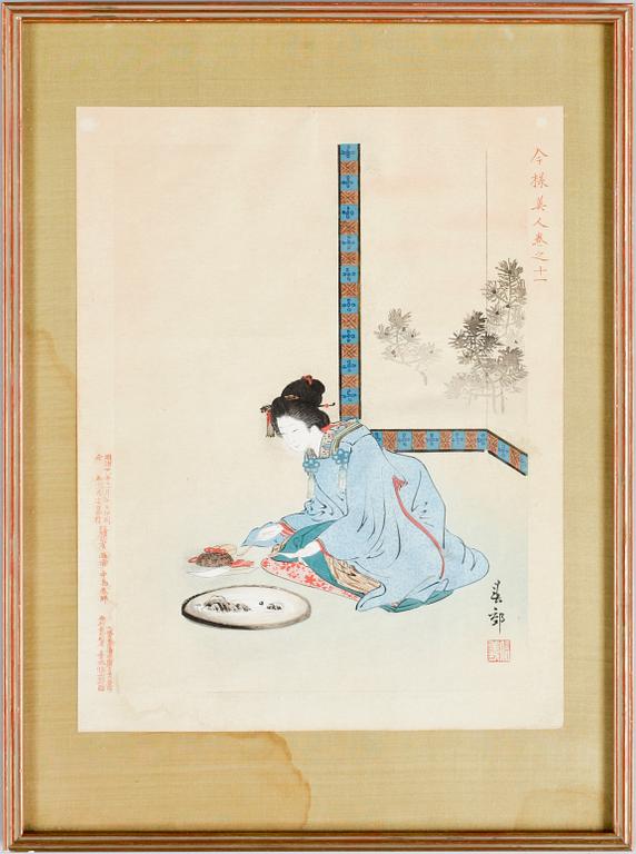 OKÄND KONSTNÄR, träsnitt, 7 st, Japan, 1900-talets första hälft.