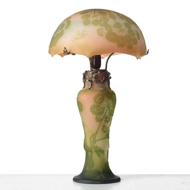 Emile Gallé, a cameo glass table lamp, Nancy France.