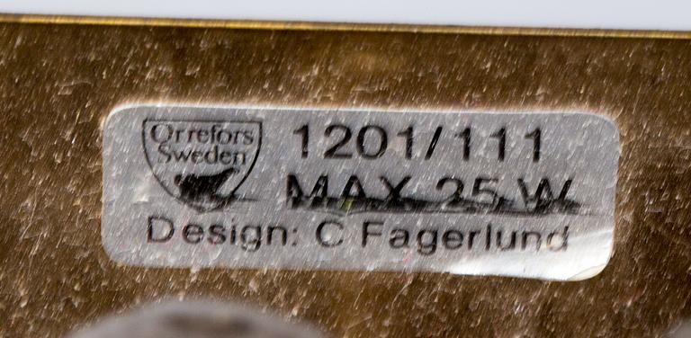 VÄGGLAMPOR, ett par, Orrefors. 1950-tal.