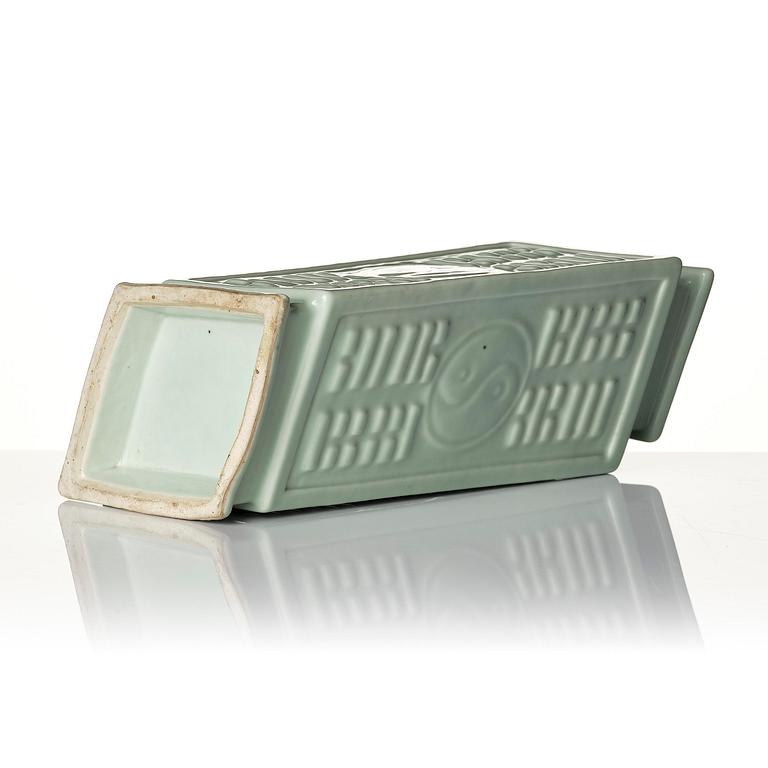 A celadon glazed 'trigram' vase, Qing dynasty, 19th century.