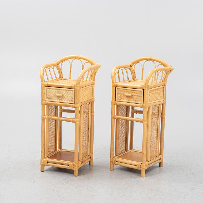 A pair of wicker bedside tables, late 20th century.